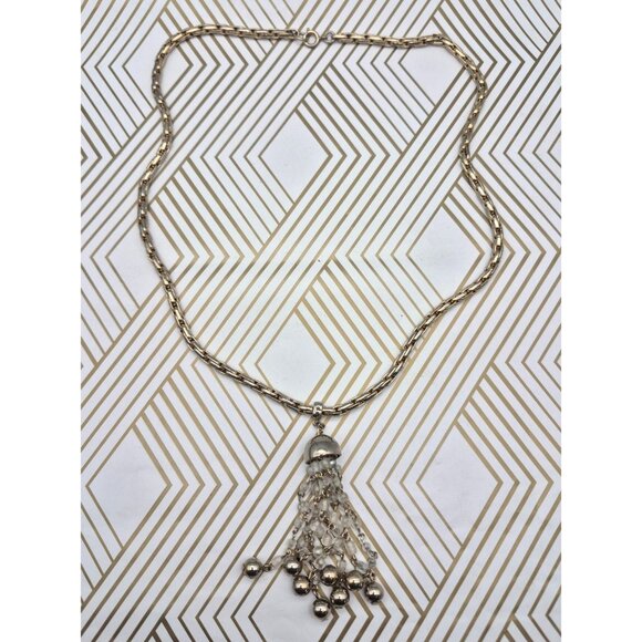 Cute Thick Gold Tone Chain with Dangle Tassel Pendant 24" Statement Fashion - Picture 7 of 8